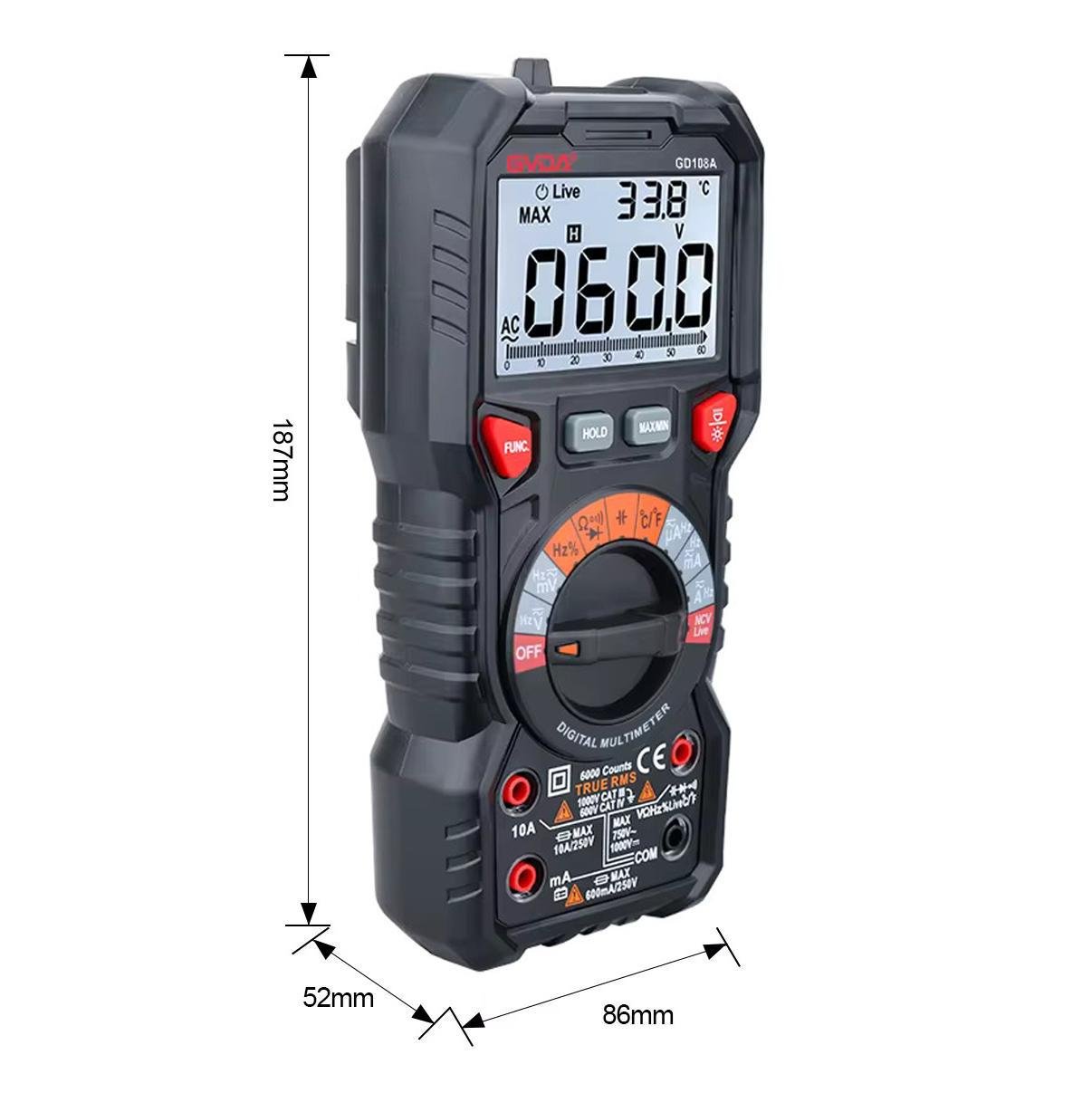 Мультиметр цифровий GVDA GD108A (ART-14881) - фото 4