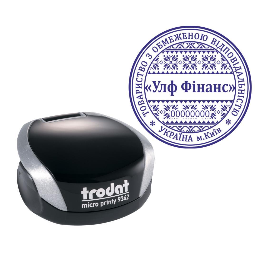 Печать ТОВ на карманном оснащении Trodat Micro Printy 9342 d 42 мм Серебристый (ООО17/9342/S)