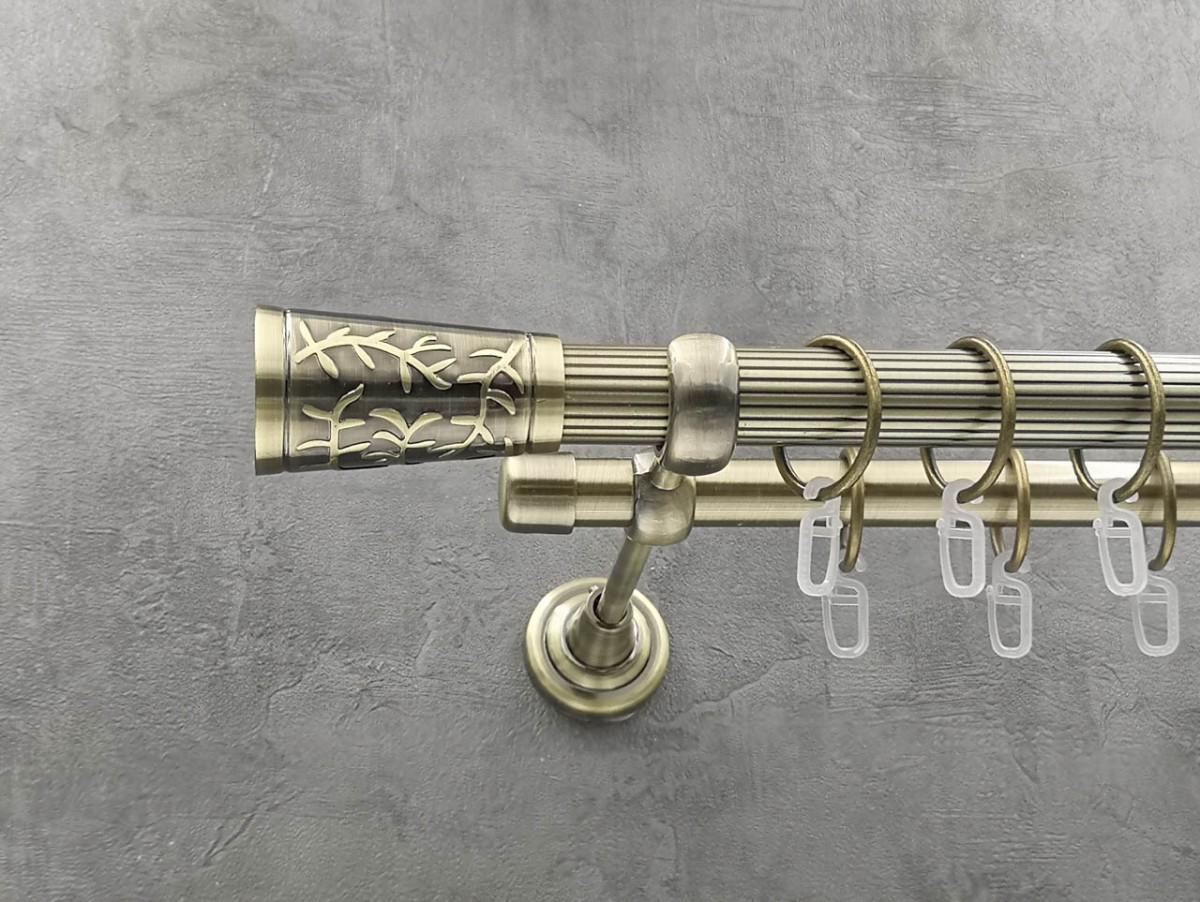 Карниз Quadrum Севілія рифлена штанга подвійний відкритий 25/19 мм 400 см Антик (262046226)