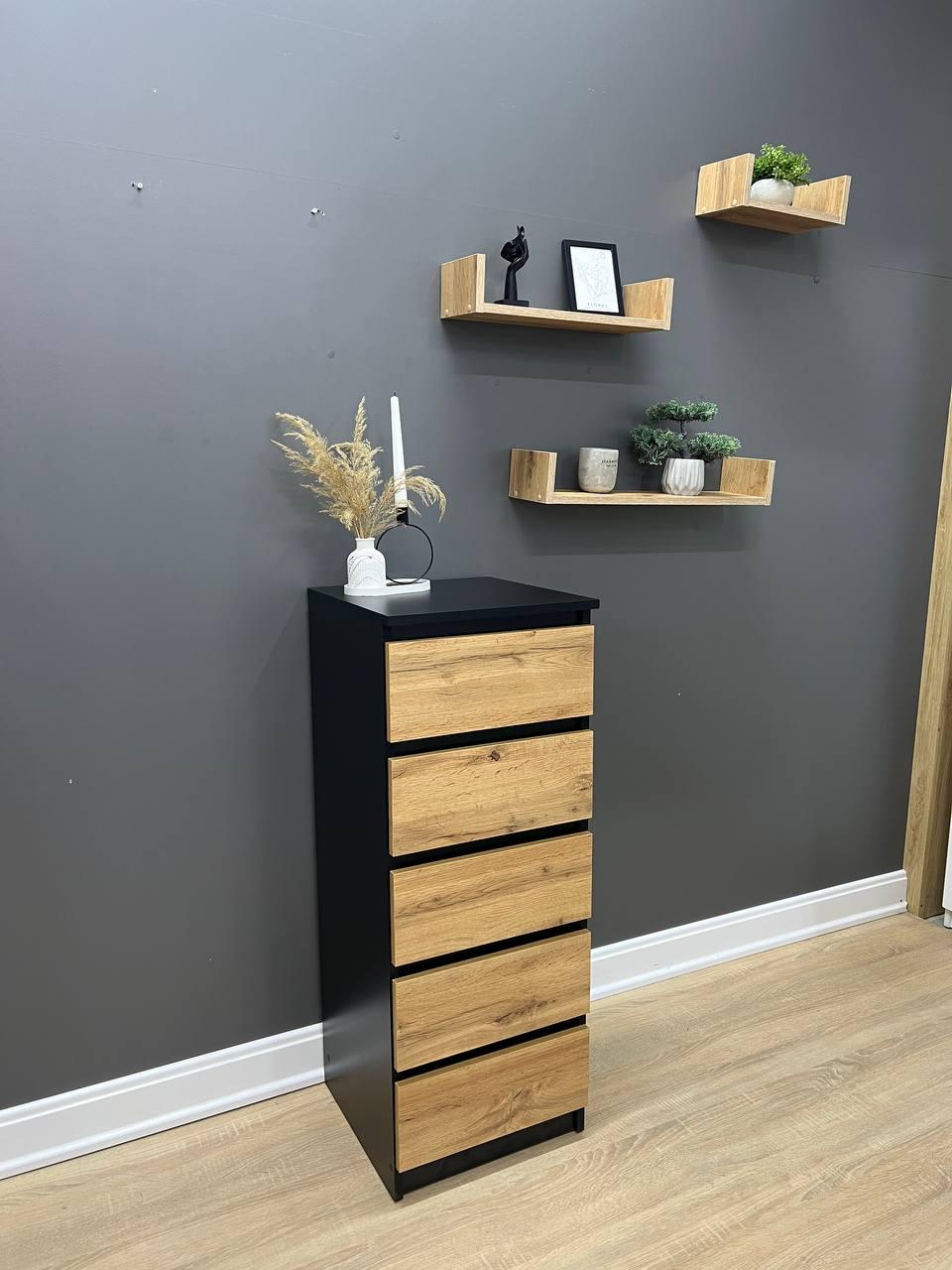 Комод Дакар 5 шухляд 400х1050х410 мм Чорний/Дуб Аппалачі - фото 3 Комод Дакар 5 шухляд 400х1050х410 мм Чорний/Дуб Аппалачі - фото 3