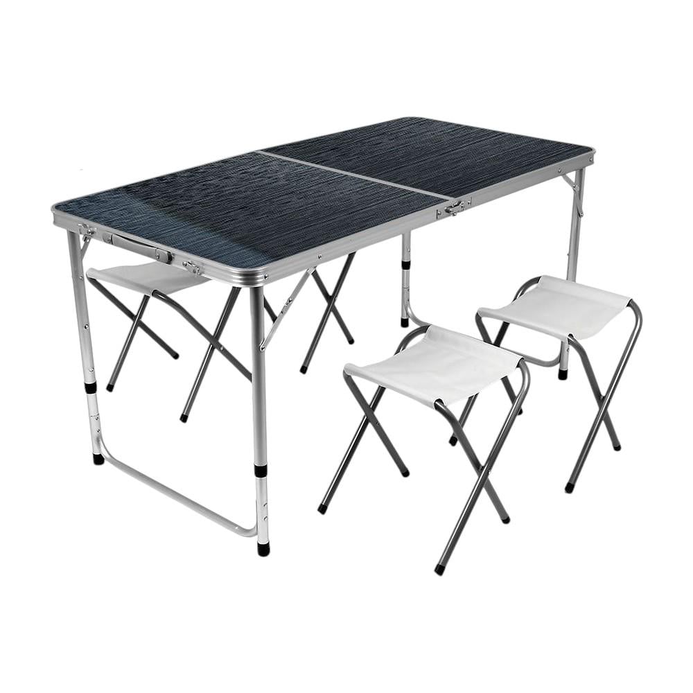 Набір туристичних меблів MH-5309S-4 стіл 120х60х70 см/стілець 27х32х35,5 см 4 шт. Срібний/Темно-сірий (32534245)