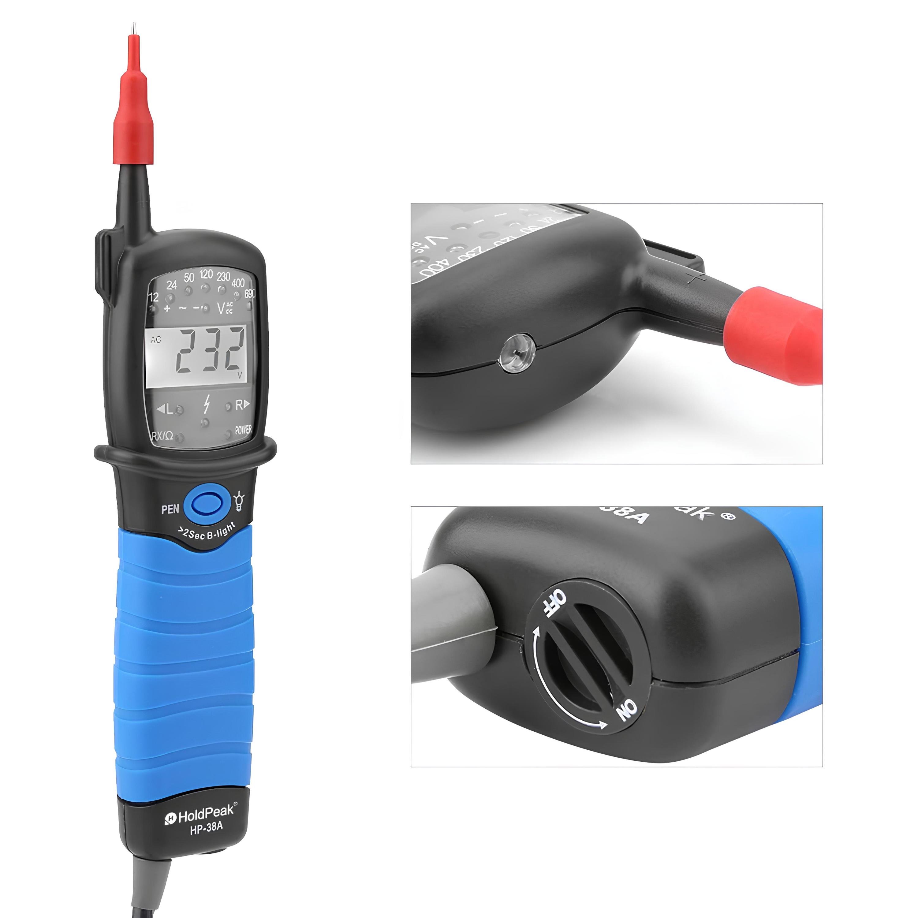 Мультиметр-двополюсний тестер напруги цифровий HoldPeak HP-38A LED 2000 відліків 7В-690 В AC/DC IP64 - фото 8 Мультиметр-двополюсний тестер напруги цифровий HoldPeak HP-38A LED 2000 відліків 7В-690 В AC/DC IP64 - фото 8