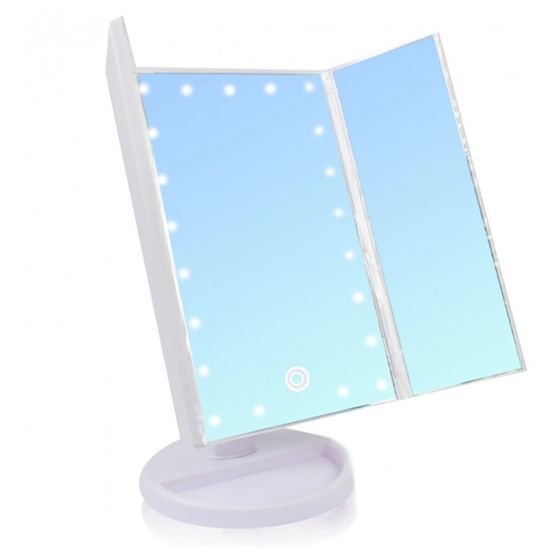 Зеркало для макияжа складное Mirror 6824 3в1 LED-подсветка White (tf6824)