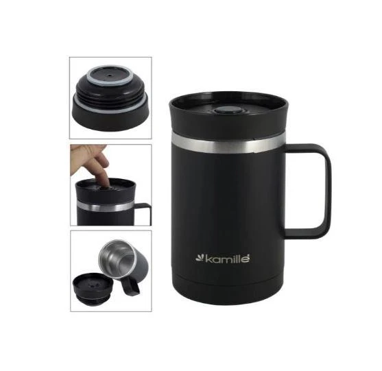 Термокружка Kamille 360 мл soft-touch герметичная Черный (KM-2159) - фото 4