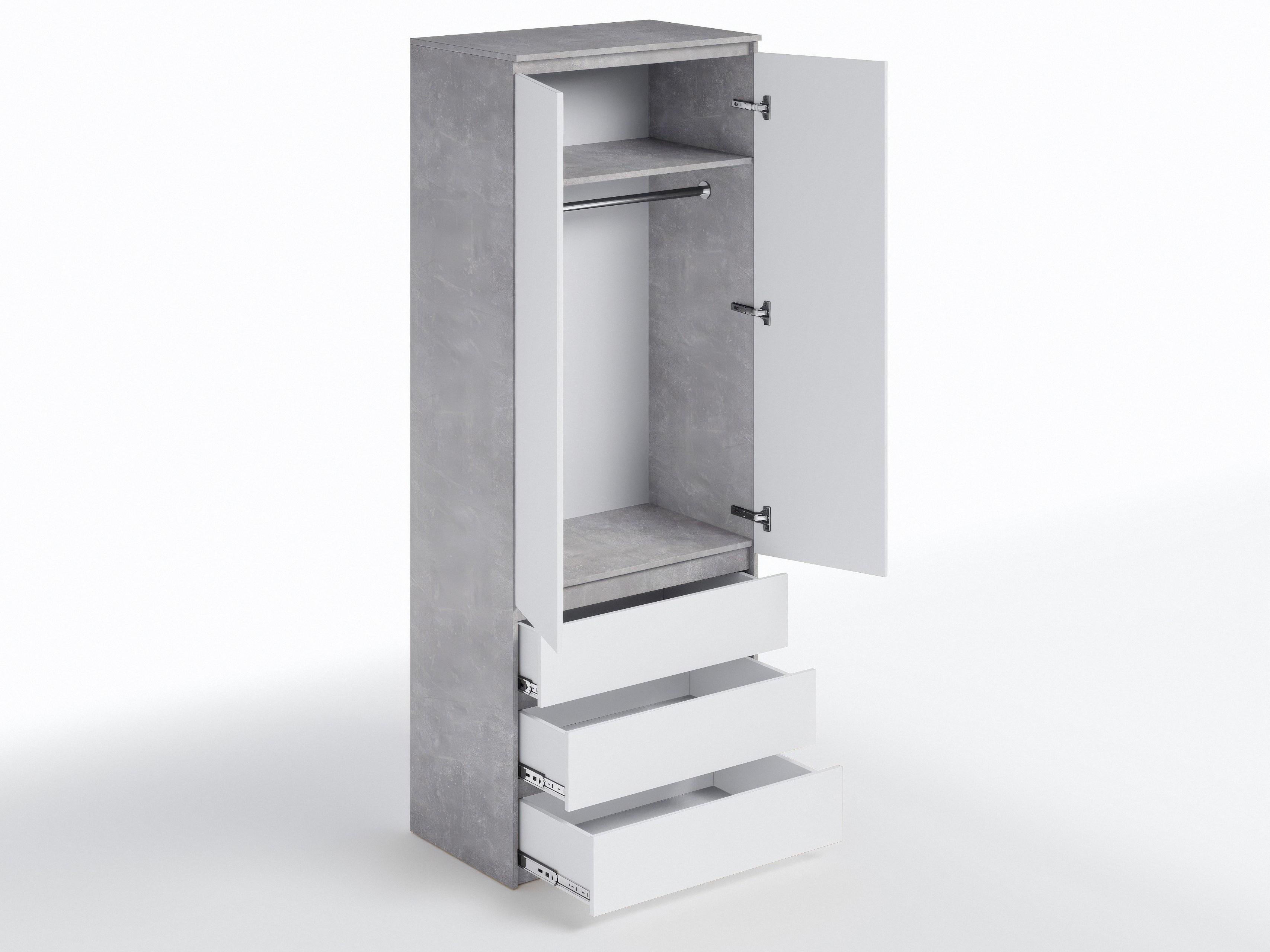 Комплект мебели в гостиную шкаф T-211/тумба телевизионная FT-223/комод FT-215 3003х502х2117 мм Бетон/Белый - фото 2 Комплект мебели в гостиную шкаф T-211/тумба телевизионная FT-223/комод FT-215 3003х502х2117 мм Бетон/Белый - фото 2