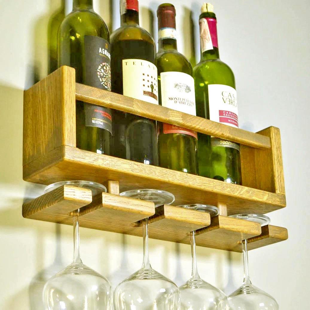 Полка для вина настенная из дерева Киото Сиена (ПНК-000205)