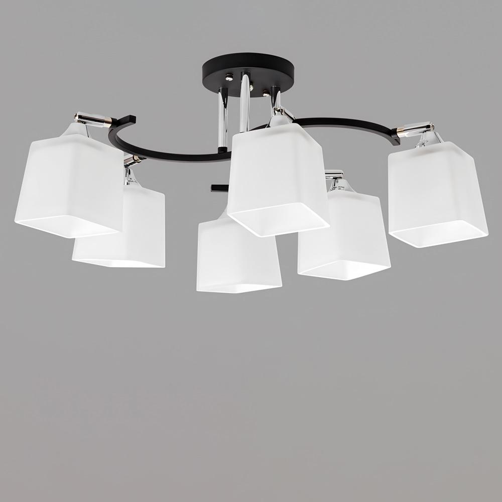 Люстра потолочная Light House SR-20291/6 BK/CR D750хH220 E27 плафоны белые Черный/Хром