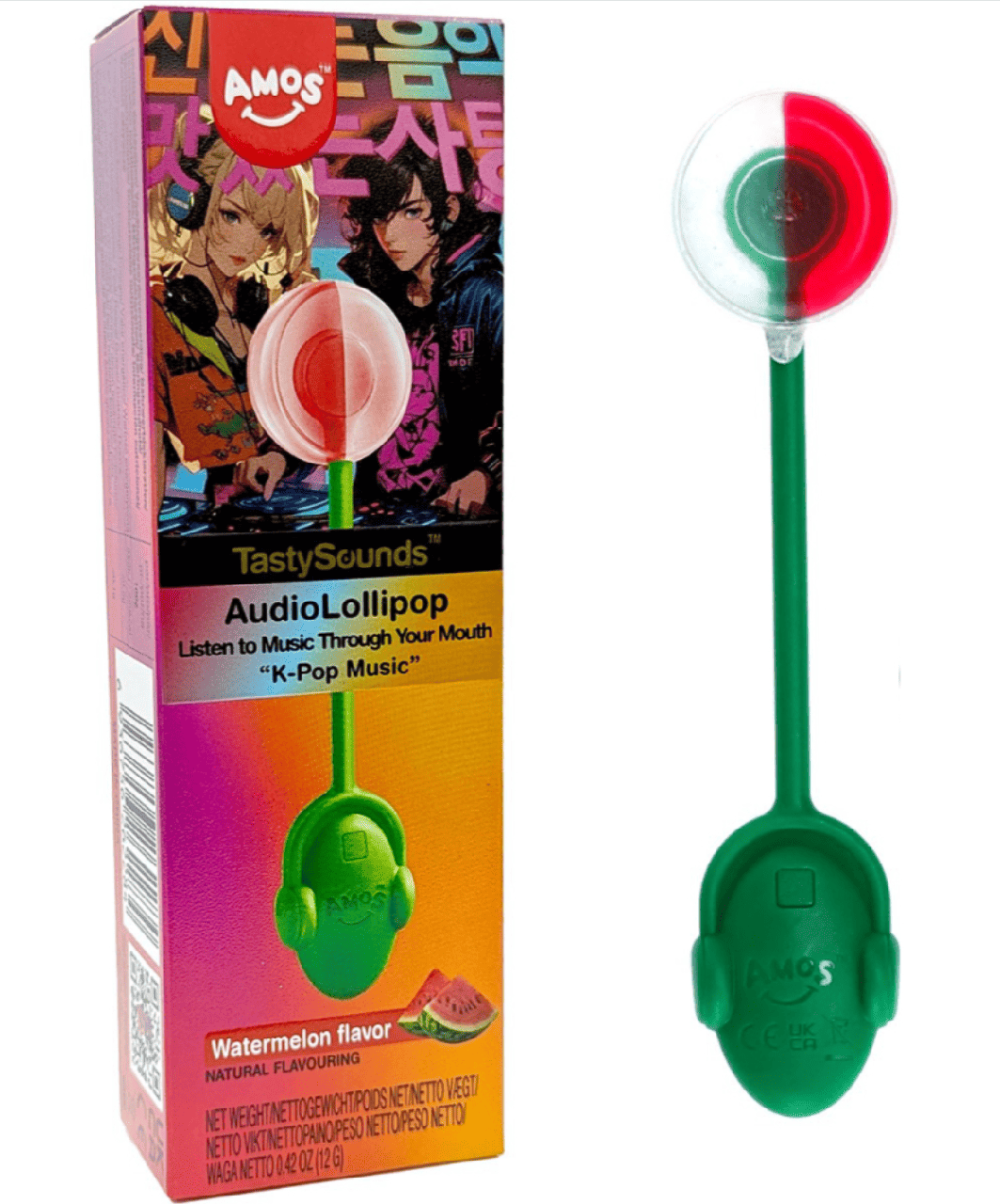 Льодяник Amos Tasty Sounds Music Lollipop Watermelon K-Pop Edition 12 г (3072214592)