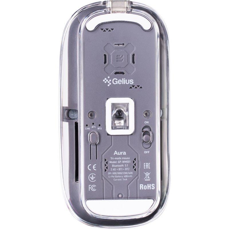 Комп'ютерна мишка бездротова Gelius Aura GP-WM001 безшумна Transparent/Grey (99746) - фото 5