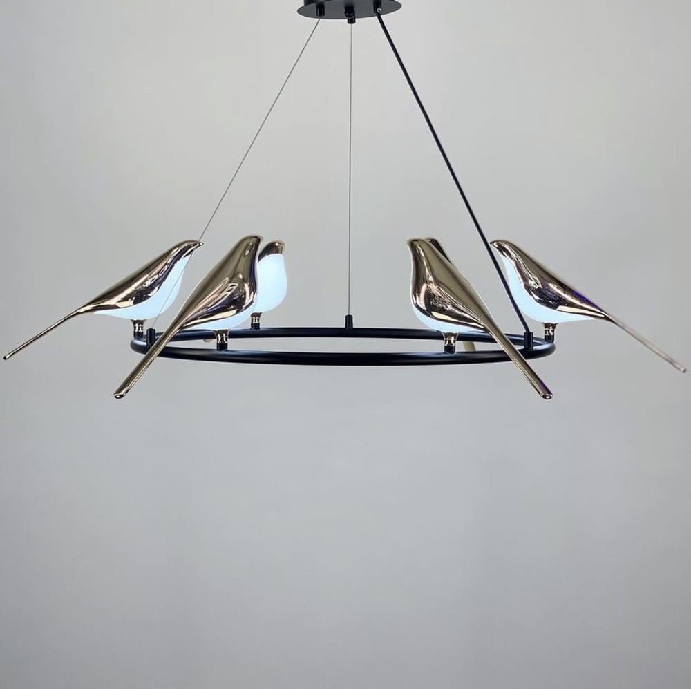 Люстра-кольцо LED 6 золотистых LED птичек (J 1802/6)