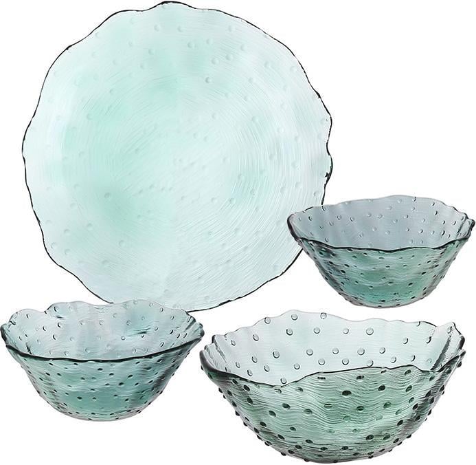 Набор стеклянной посуды Cape Green тарелка 23 см салатник 20 см и две пиалы 13 см