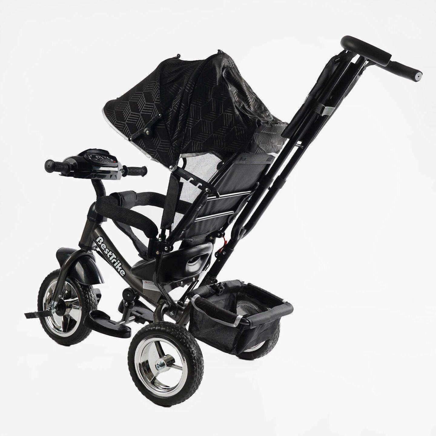 Велосипед дитячий триколісний Best Trike 6588 піна/фара з батьківською ручкою Чорний (62-403) - фото 3