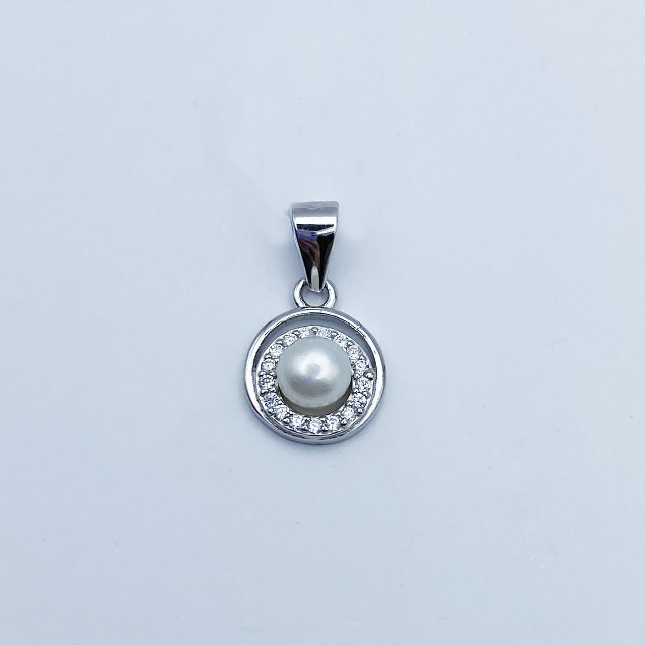 Серебряный кулон с жемчугом и кубическим цирконием 0,85 г (2204984625)