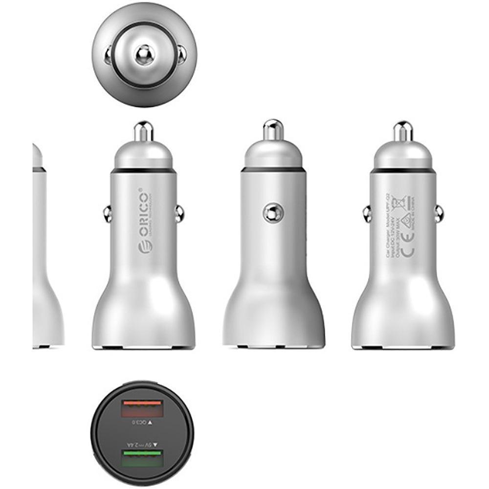Зарядний пристрій автомобільний Orico й 2x USB 30W 3A USB-A Quick Charge 3.0 QC3.0 алюмінієвий Сріблястий (ORICO-UPF-Q2-SV-BP) - фото 8 Зарядний пристрій автомобільний Orico й 2x USB 30W 3A USB-A Quick Charge 3.0 QC3.0 алюмінієвий Сріблястий (ORICO-UPF-Q2-SV-BP) - фото 8