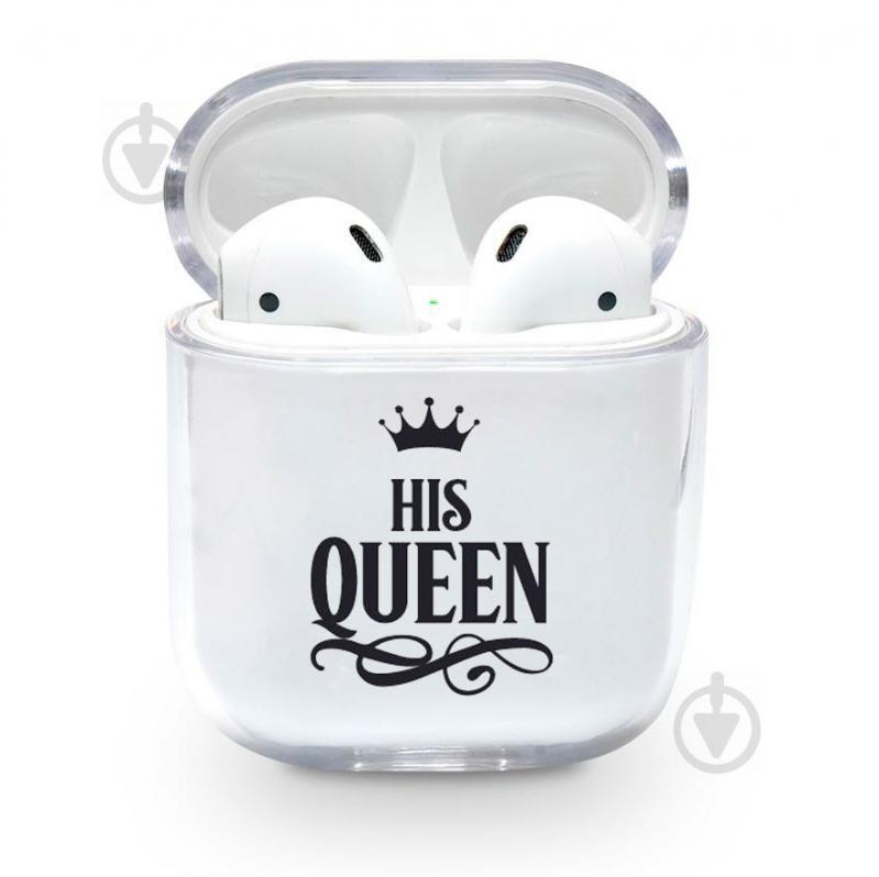 Прозрачный силиконовый чехол Apple AirPods с рисунком - His Queen (KAP1228)
