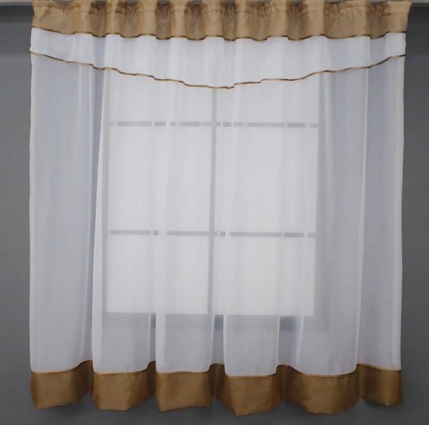 Тюль на кухню/балкон 270х170 см Коричневый/Белый (00к 59-853)