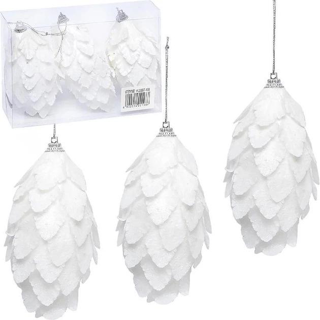 Набір ялинкових іграшок Шишки в блістері 6 шт. Білий (30642630)