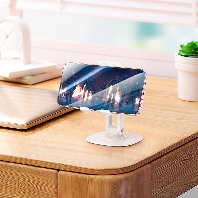 Держатель для телефона в машину Hoco Winner dual-axis rotating desktop stand HD6 Белый (13464863) - фото 5