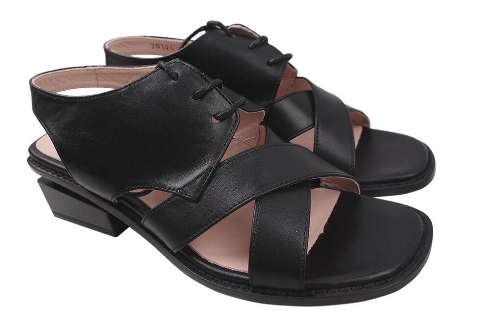 Босоножки женские Aquamarin на низком ходу из кожи р. 40 Черный (1781-20LB)