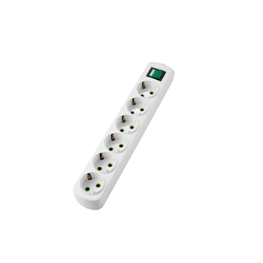 Колодка Lezard Letitia 6 гнізд із заземленням і кнопкою Білий (721-0600-602)