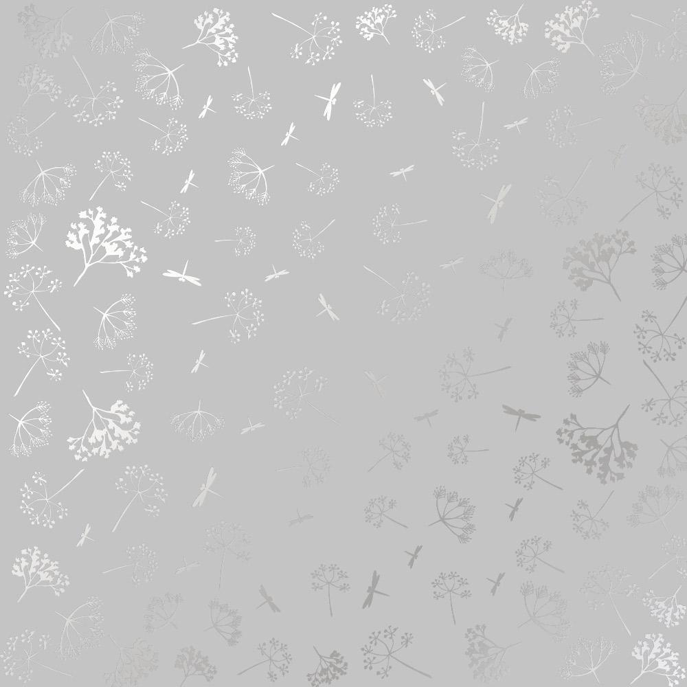 Лист бумаги односторонний Silver Dill с серебряным тиснением 30,5х30,5 см Gray