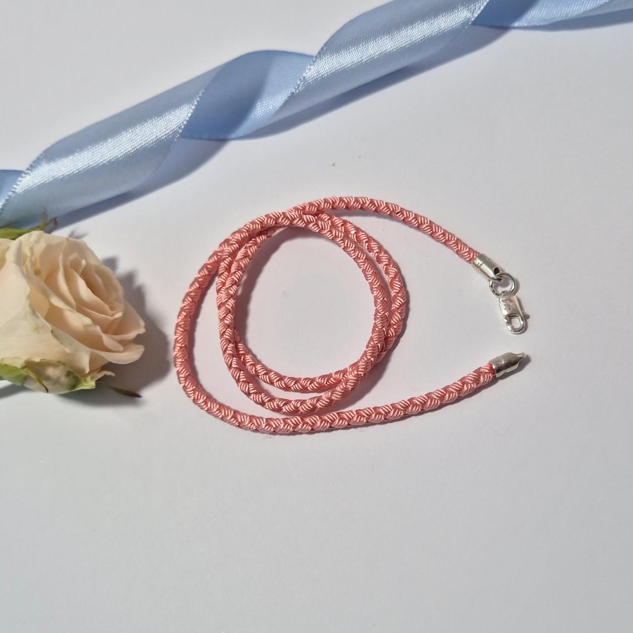 Шнурок на шию шейк срібло 925 проби 1,14 г 3 мм 45 см Рожевий (6010/3ш)