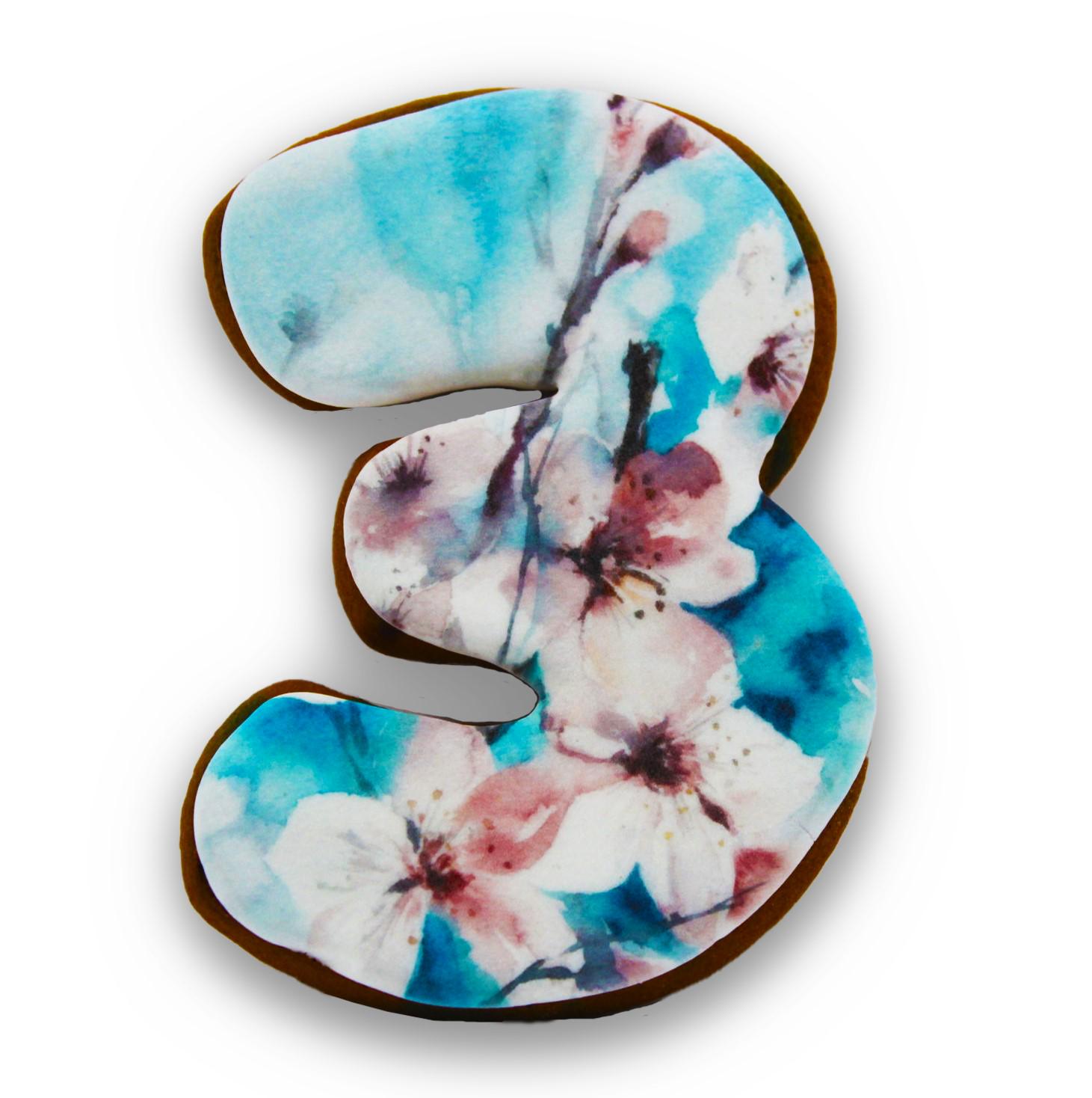 Пряник цифра Крафт печиво 3 топер на торт 10 см 40 г