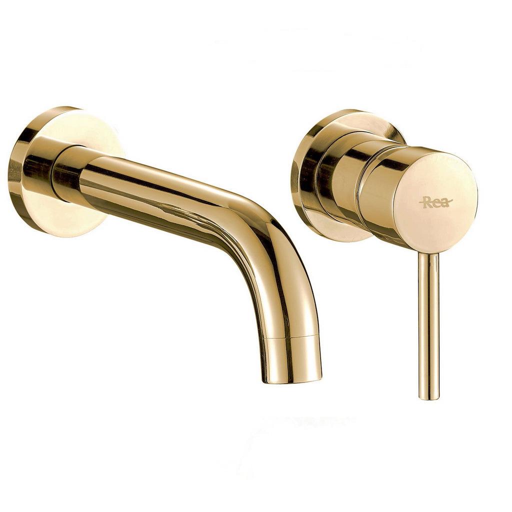 Смеситель для умывальника CUBO REA LUNGO B8559 reac-00000000440 настенный однорычажный Золотой (165113)