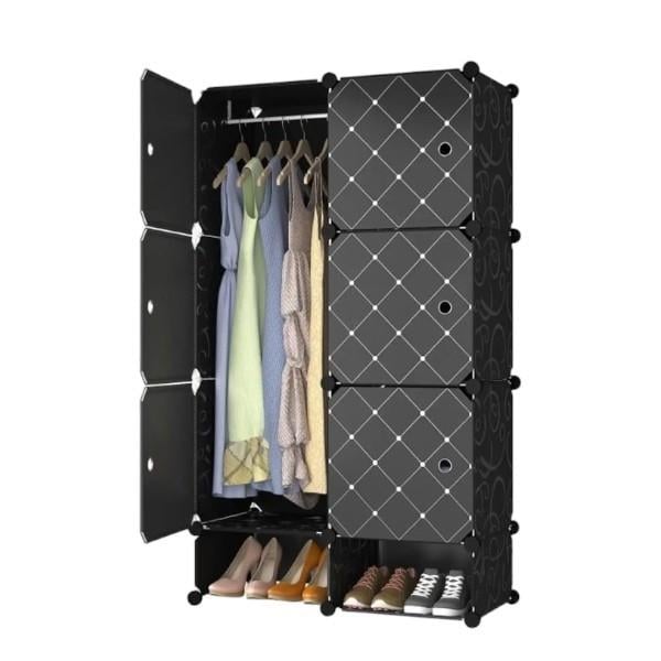 Шафа складана пластикова для одягу та взуття 75x37x127 см Чорний (100001)