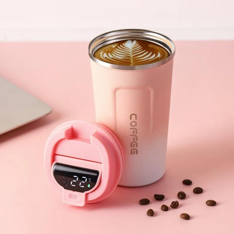 Термокружка с датчиком температуры Gradient Coffee 500 мл Розовый (407061)