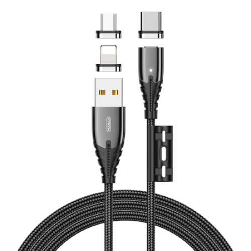Кабель Joyroom Combo Lightning Micro USB Type-C LED indication 3в1 3 A 1,2 м Black (S-M408)