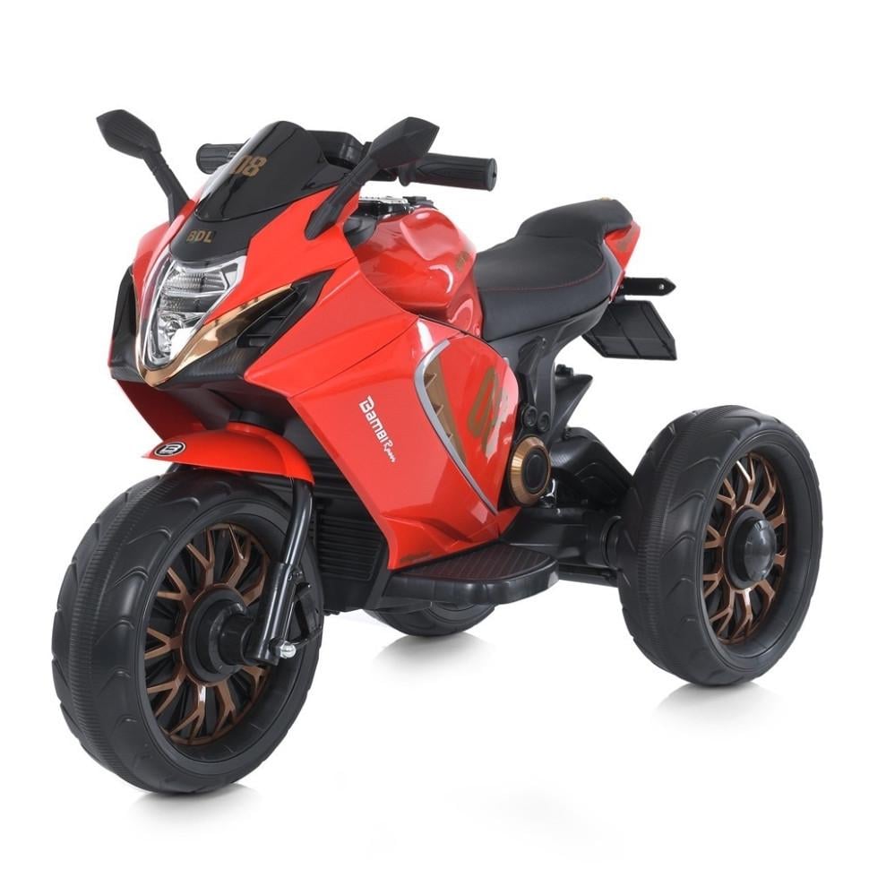 Детский электрический мотоцикл Bambi Racer 12V одноместный до 30 кг Красный (DE-169-E-1041)