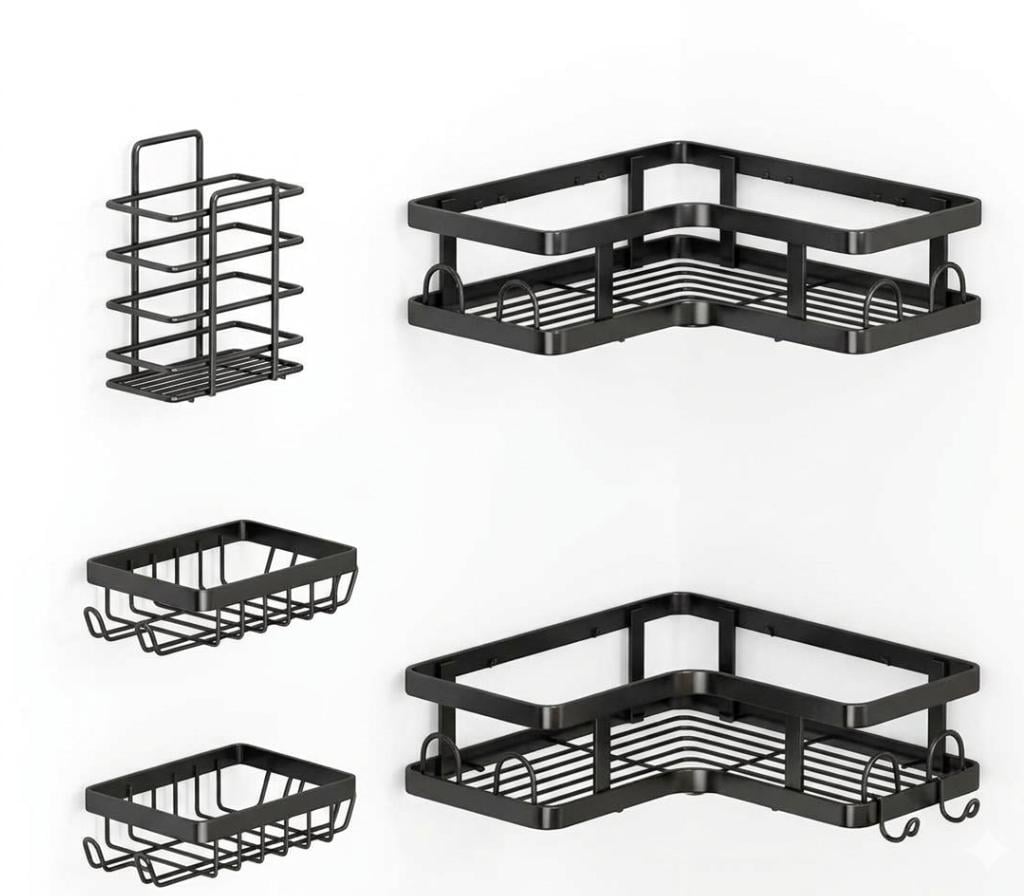 Набор металлических полок для ванной и кухни Corner Shower Caddy 5 шт. Черный (38414191)