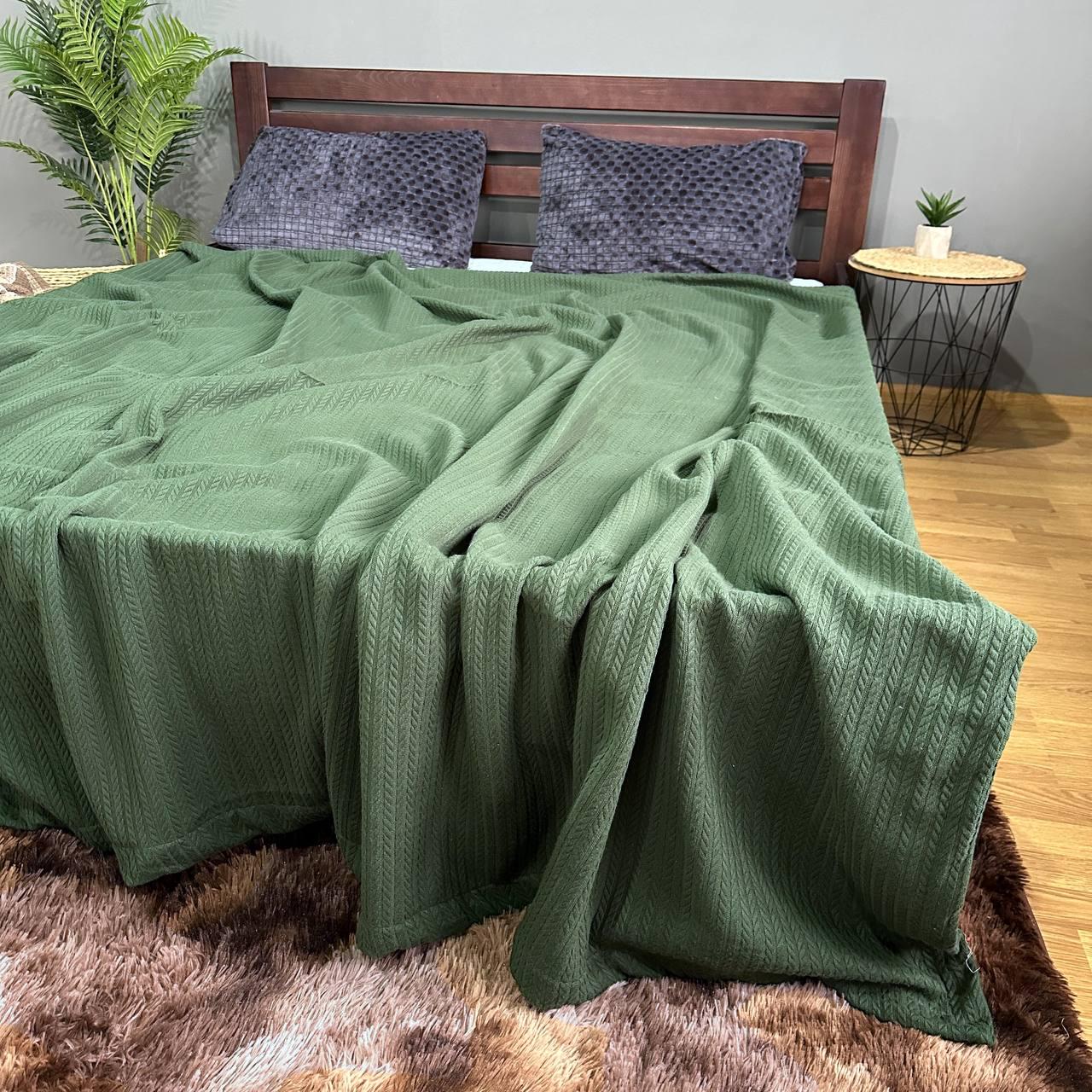 Покривало-плед Косичка бавовняне полуторне 160х230 см Смарагдовий (15185486) - фото 4