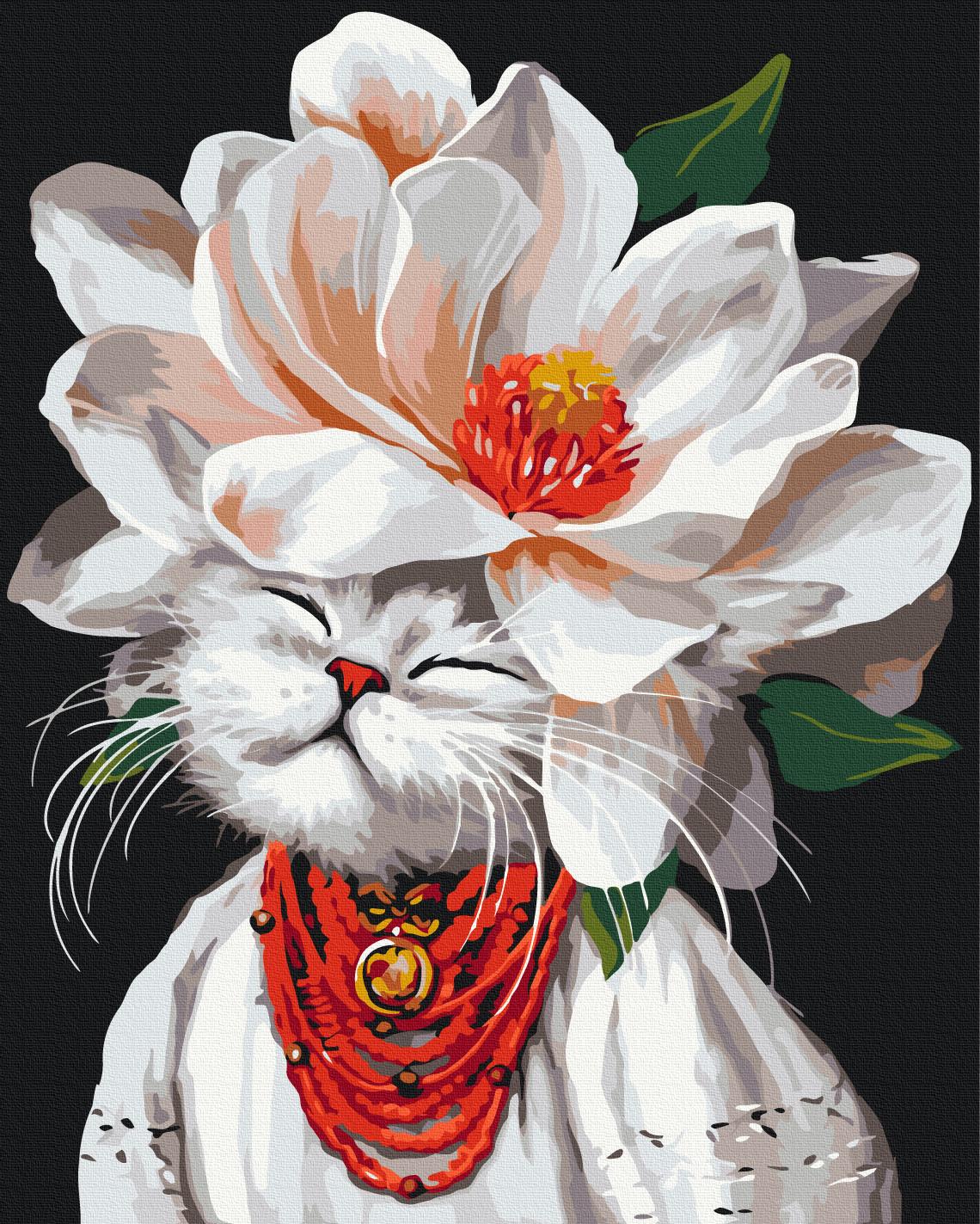 Картина по номерам Brushme Кошка-магнолия 40x50 см (BS54422)