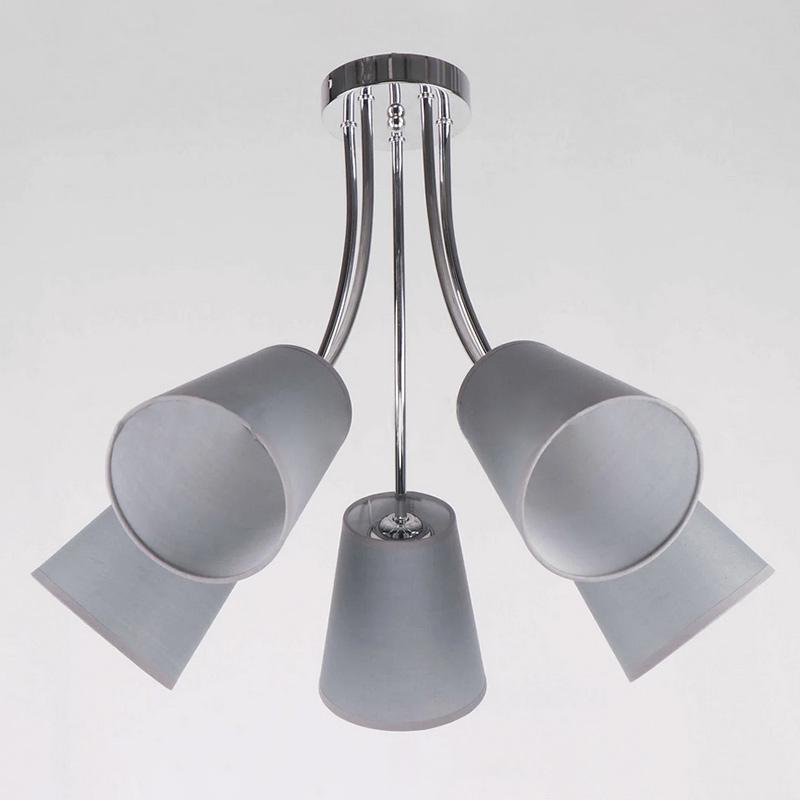 Люстра потолочная Light House NM-14297/5 CR BR на пять ламп с абажурами Хром