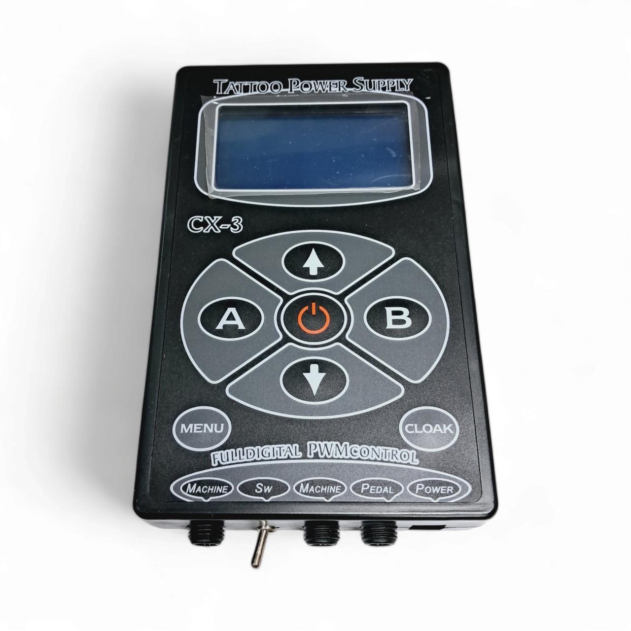 Блок питания для тату машинки Hurricane CX-3 пластиковый с электронным табло Черный