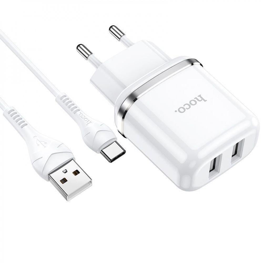 Зарядное устройство сетевое Hoco N4 Aspiring/Cable Type-C 2,4A 2USB Белый (30775 white) - фото 1