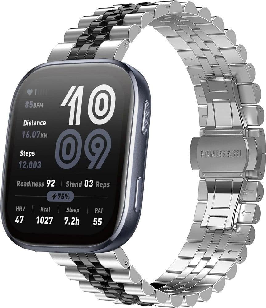 Браслет металлический Stech Line для Amazfit Bip 6 Silver Black (40531-69)