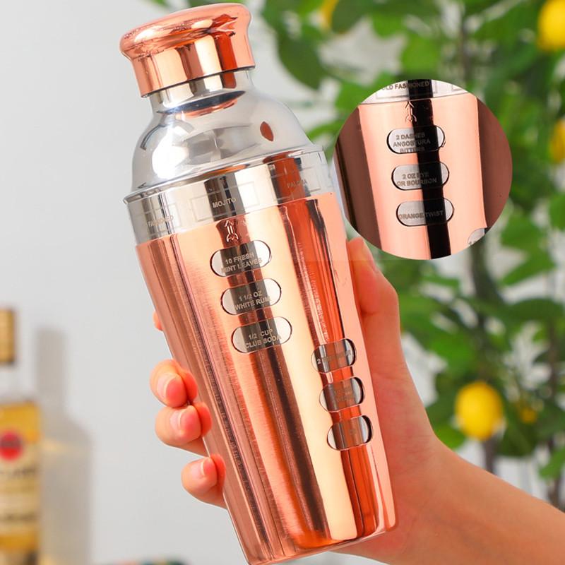 Шейкер для коктейлів Lesko FS7263 Rose Gold з нержавіючої сталі 600 мл (2662091743) - фото 3 Шейкер для коктейлів Lesko FS7263 Rose Gold з нержавіючої сталі 600 мл (2662091743) - фото 3