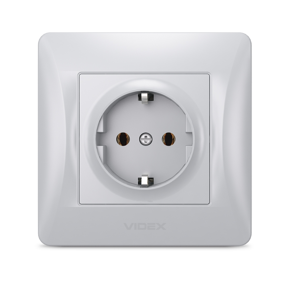 Розетка Videx Binera із заземленням Срібний шовк Розетка Videx Binera із заземленням Срібний шовк