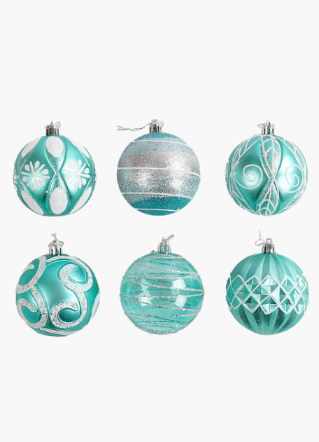 Набор рождественских украшений игрушки на елку блестящие 24 шт. Голубой (160830)