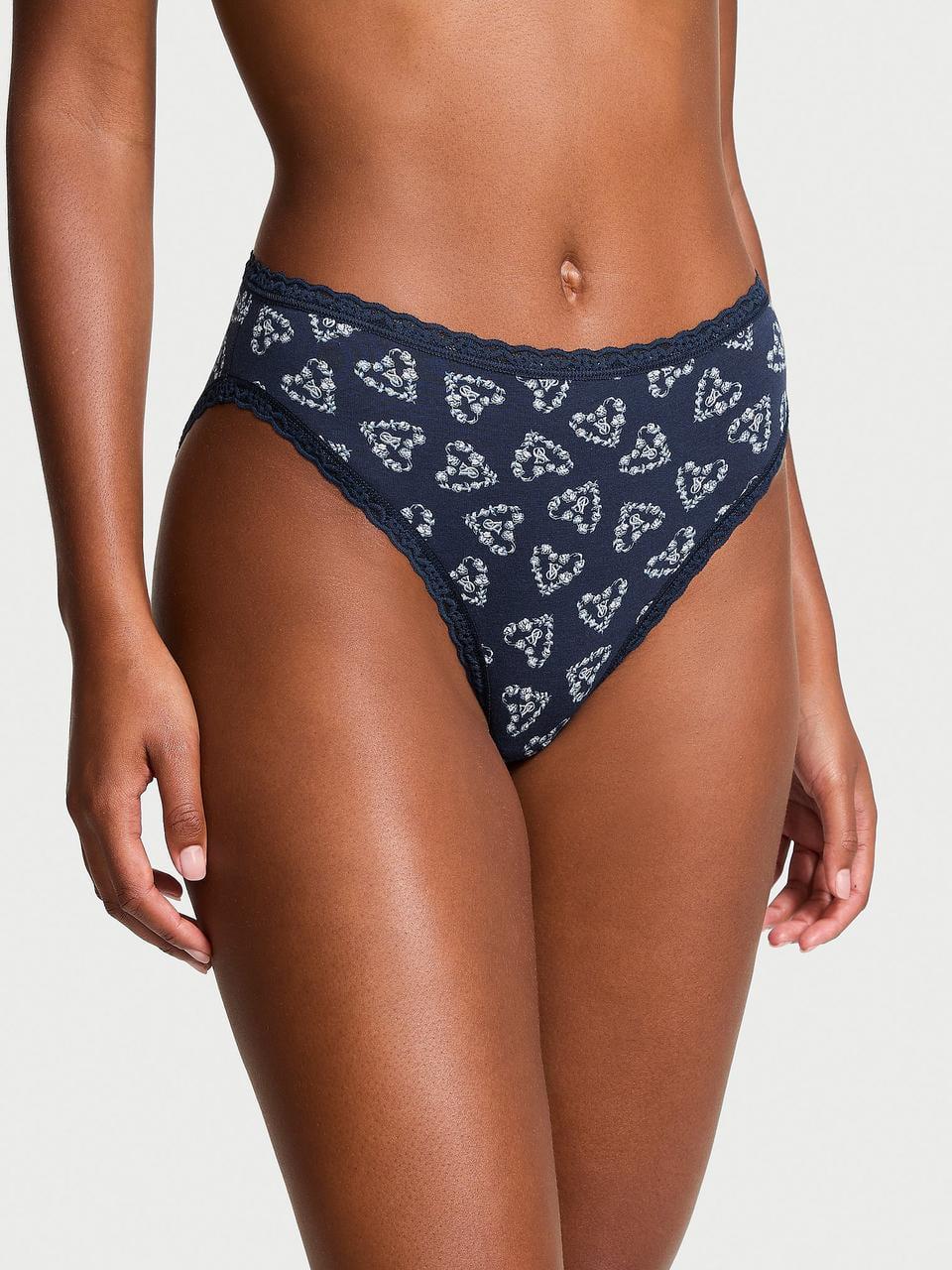 Трусики женские Victoria's Secret брифы Lace-Trim Cotton XXL Синий (2545636547)