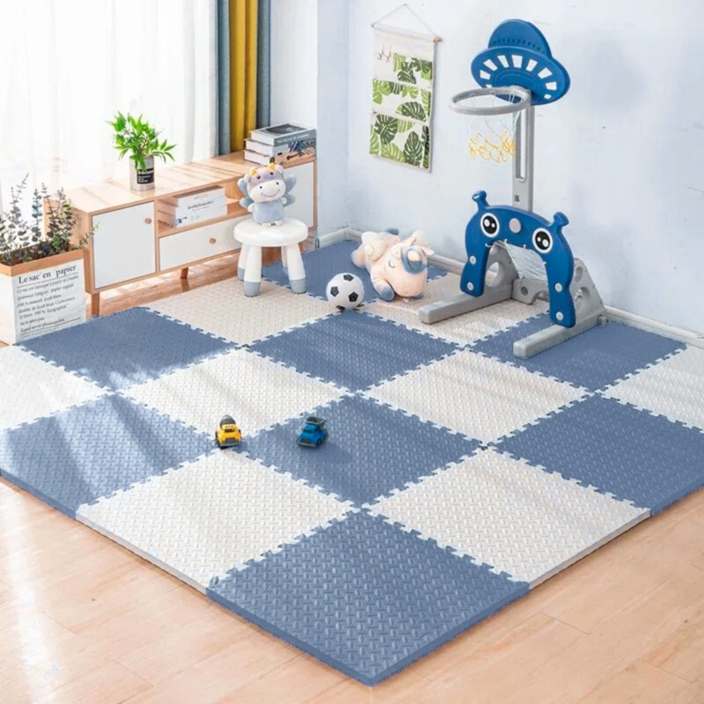 Коврик-пазл без покрытия термо из Eva-половой пены 10 пазлов площадь покрытия 3,6м2 толщина 1 см 60х60 см Синий