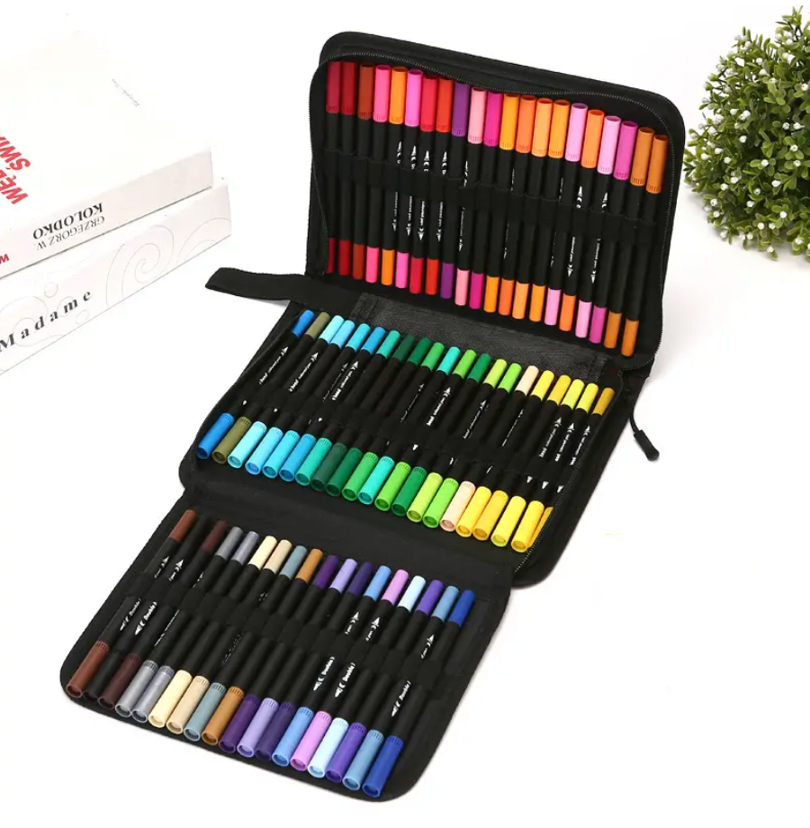 Детский набор акварельных маркеров для рисования 80 шт. двухсторонние в сумке на водной основе (Е500148/80)