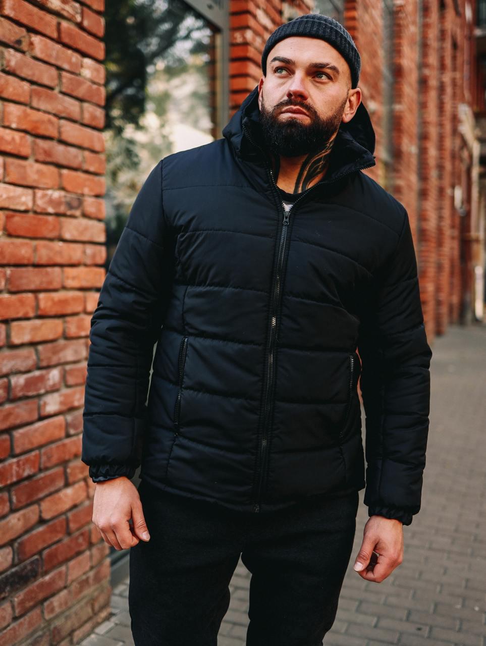 Куртка мужская зимняя с капюшоном теплая M Черный (D0047/1) - фото 3 Куртка мужская зимняя с капюшоном теплая M Черный (D0047/1) - фото 3
