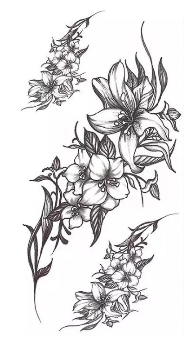 Тату временное водостойкое 3D большое Нежные цветы BK-061 18х8,5 см (4419466)