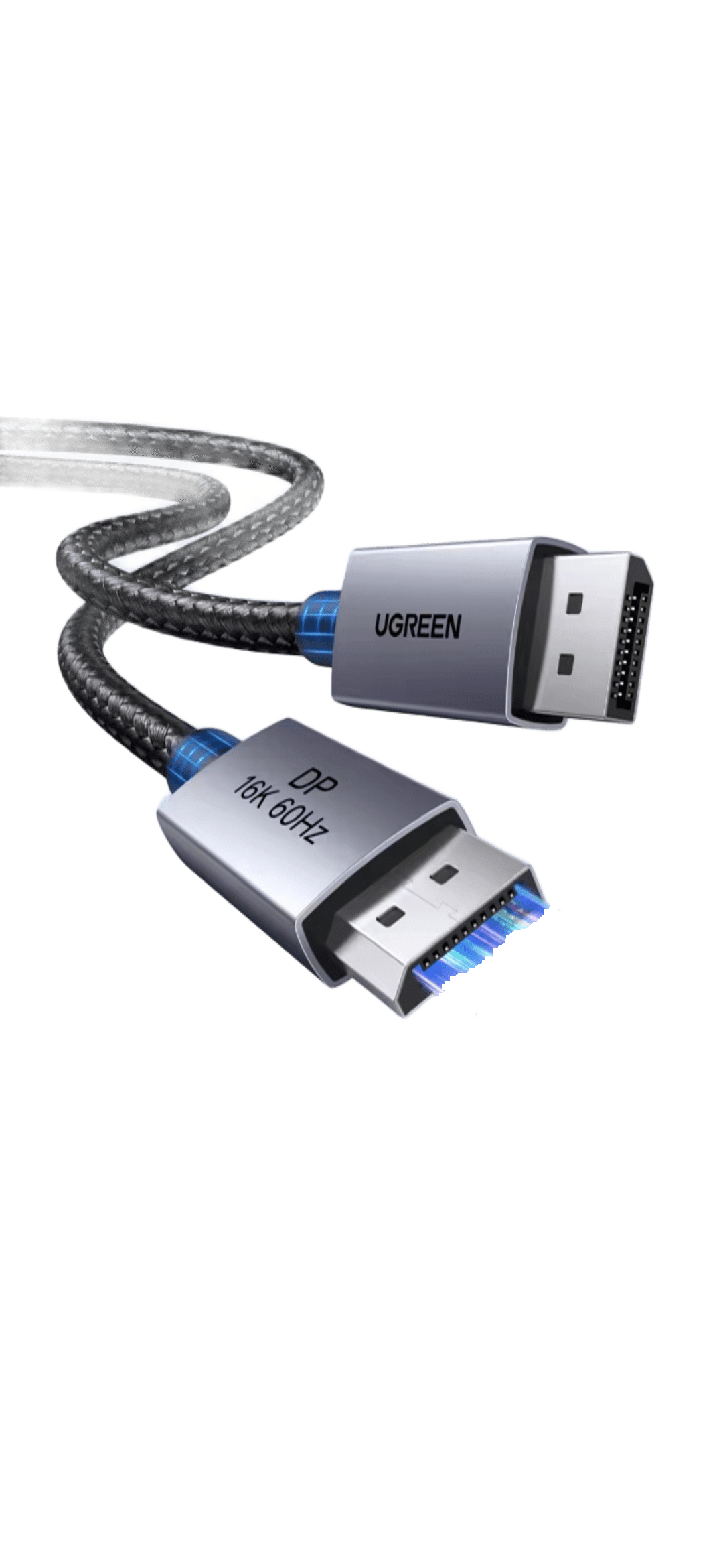 Кабель для ПК/ноутбуков/TV UGREEN DP131 Display-Display-port с нейлоновой оплеткой 16K/60Hz 80 Gbps 0,5 м Grey (33664)