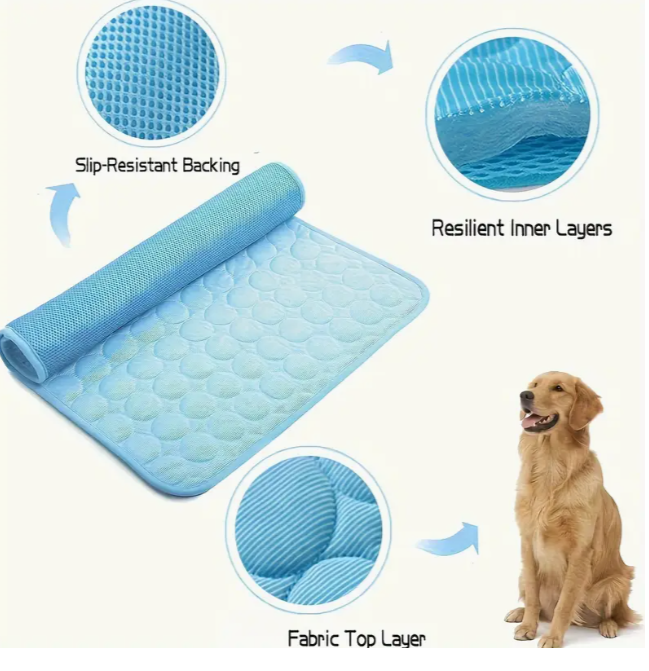 Коврик для кошек и собак самоохлаждающийся с дышащей и мягкой подкладкой летний 40x50 см Голубой (2002) - фото 6 Коврик для кошек и собак самоохлаждающийся с дышащей и мягкой подкладкой летний 40x50 см Голубой (2002) - фото 6