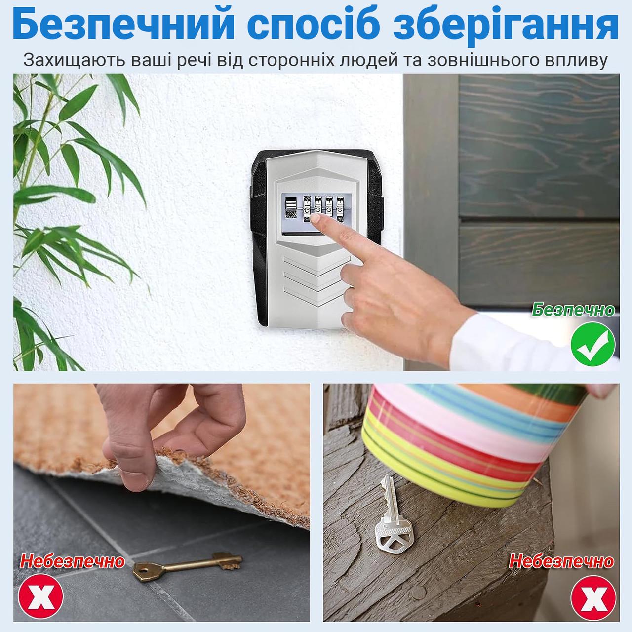 Міні сейф для ключів uSafe KS-11 антивандальний металевий із кодовим замком зовнішній настінний Сірий (0277) - фото 8 Міні сейф для ключів uSafe KS-11 антивандальний металевий із кодовим замком зовнішній настінний Сірий (0277) - фото 8